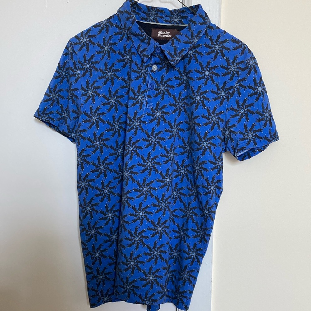 4 funky flavours Men's Blue Patterned Shirt